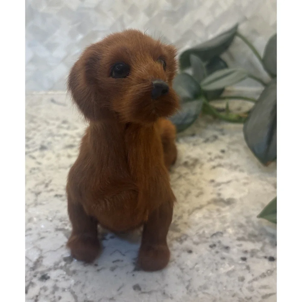 Vintage Real Fur Dog Miniature DACHSHUND Life like Soft Red collectible